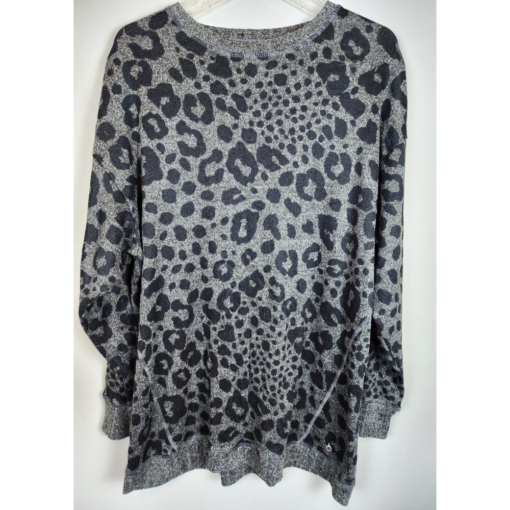 Next Downtime Womens Leopard Print Long Sleeve Sweater Sz 16 Comfortcore Lounge